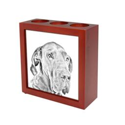 Great Dane - Wooden Stand For Candles/Pens With The Image Of A Dog New Collection - thumbnail 1