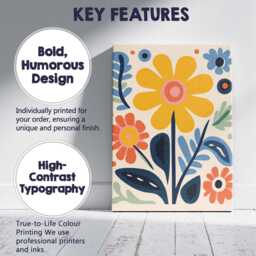 Retro Mustard Daisy & Orange Blossom Folk Art Garden Canvas Wall Print Decor Picture Ready To Hang - thumbnail 2