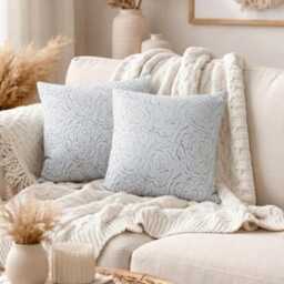 Handmade Cream Floral Cushion Cover - Rose Pattern - - 18x18 - thumbnail 3