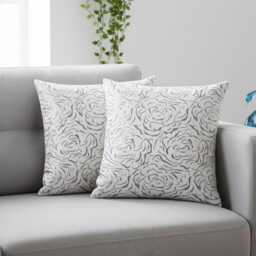 Handmade Cream Floral Cushion Cover - Rose Pattern - - 18x18 - thumbnail 4