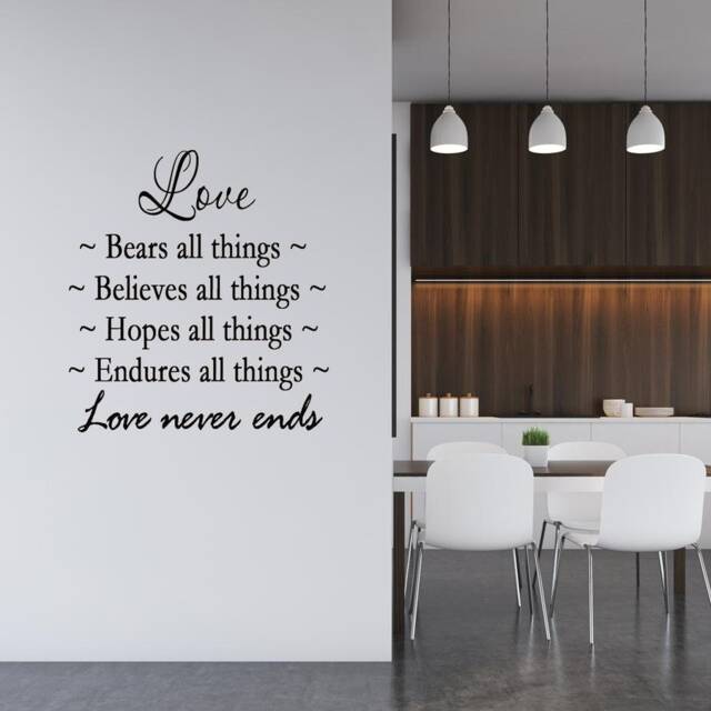 Vwaq Love Bears All Things Believes Hopes Endures Decal Wall Art Quote Large Sticker - image 1