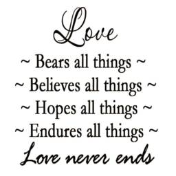 Vwaq Love Bears All Things Believes Hopes Endures Decal Wall Art Quote Large Sticker - thumbnail 2