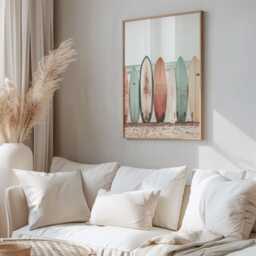 Surfboard Wall Art Print, Coastal Beach House Decor, Surfing Photography Summer Ocean For Living Room Or Bedroom - thumbnail 2
