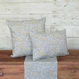 Dainty Songbird Grey Ochre Mustard Yellow Double Sided Cushion. 17 - thumbnail 3