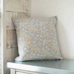 Dainty Songbird Grey Ochre Mustard Yellow Double Sided Cushion. 17 - thumbnail 2