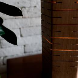Handmade Hexagonal Wood Lamp, Unique Design - thumbnail 4