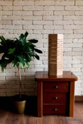 Handmade Hexagonal Wood Lamp, Unique Design - thumbnail 1