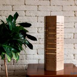 Handmade Hexagonal Wood Lamp, Unique Design - thumbnail 2