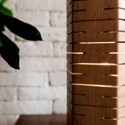 Handmade Hexagonal Wood Lamp, Unique Design - thumbnail 3