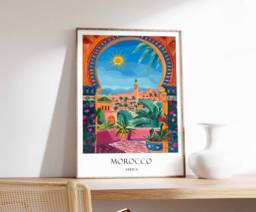 Morocco Poster, Islamic Decor, Art, Middle Eastern Gift, Travel Muslim Arabic Decor - thumbnail 1