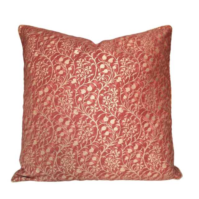 Throw Pillow Cushion Cover Fortuny Fabric Deep Burgundy & Gold Granada Pattern - Made in Italy - image 1