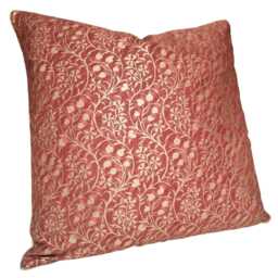 Throw Pillow Cushion Cover Fortuny Fabric Deep Burgundy & Gold Granada Pattern - Made in Italy - thumbnail 3