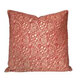 Throw Pillow Cushion Cover Fortuny Fabric Deep Burgundy & Gold Granada Pattern - Made in Italy - thumbnail 1