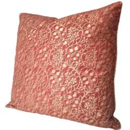 Throw Pillow Cushion Cover Fortuny Fabric Deep Burgundy & Gold Granada Pattern - Made in Italy - thumbnail 4