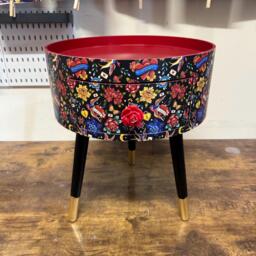 Popsy Burchett Tattoo Print Round Bedside Table . Fun Bright Home Decor Ideal For Nightstand Or Side Table. Red, Black, Heart