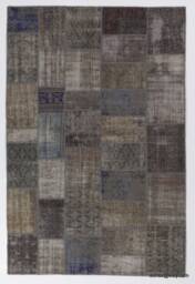 "Handmade Turkish Patchwork Rug Earth Tone Wool - 6'5"" X 9'8" - thumbnail 1
