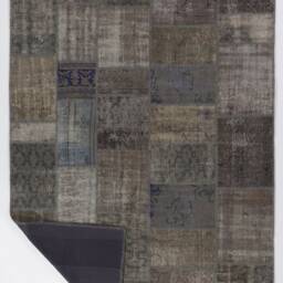 "Handmade Turkish Patchwork Rug Earth Tone Wool - 6'5"" X 9'8" - thumbnail 2