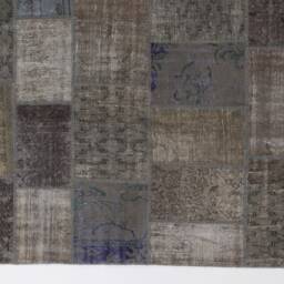 "Handmade Turkish Patchwork Rug Earth Tone Wool - 6'5"" X 9'8" - thumbnail 3