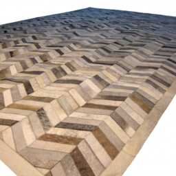 Gray Chevron Cowhide Rug Handmade Patchwork Leather - thumbnail 3