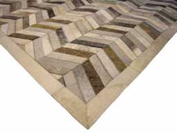 Gray Chevron Cowhide Rug Handmade Patchwork Leather - thumbnail 1