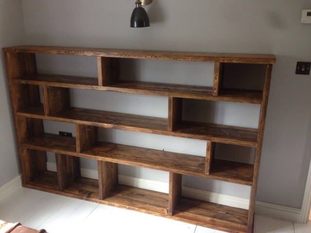 Reclaimed Wood Bookcase Shelving Unit Rustic Industrial Room Divider by ...