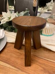 Handmade Rustic Wood Plant Stand, Slim 3-Legged Stool - 18cm - thumbnail 1