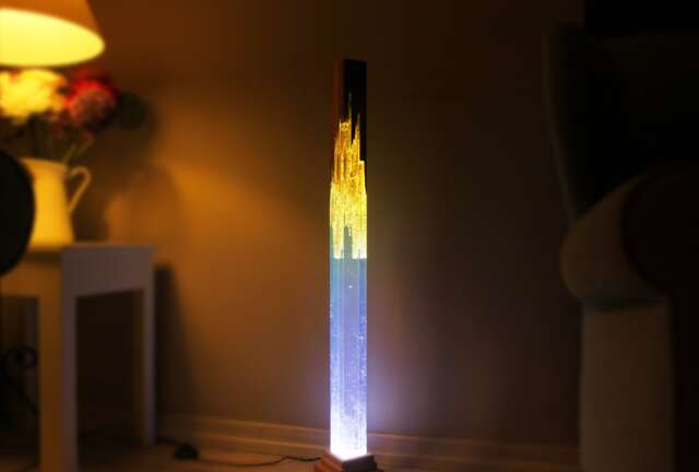 Mahogany & Epoxy Resin Floor Lamp Modern Decorative Led Night Light - image 1