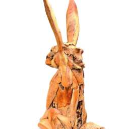 Teak Root Hare Sculpture 80cm High - thumbnail 3