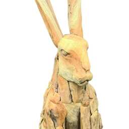 Teak Root Hare Sculpture 80cm High - thumbnail 4