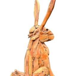 Teak Root Hare Sculpture 80cm High - thumbnail 2
