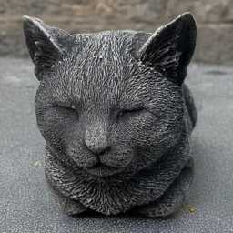 Outdoor Stone Cat Statue Concrete Cat Garden Figure Memorial Lying Kitten Sleeping Memory - thumbnail 2