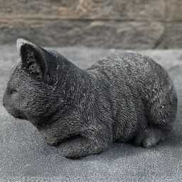Outdoor Stone Cat Statue Concrete Cat Garden Figure Memorial Lying Kitten Sleeping Memory - thumbnail 3