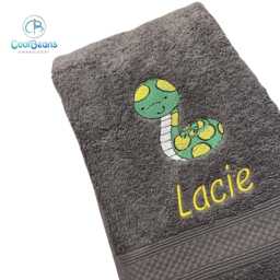 Snake Towel - Personalised Face Cloth/Hand Bath = Embroidered With & Text - thumbnail 2