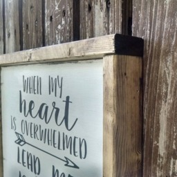 When My Heart Is Overwhelmed Lead Me To The Rock Farmhouse Sign, Wood Wall Art, Rustic Home Decor Framed Sign Psalms 612 - thumbnail 3
