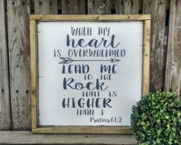 When My Heart Is Overwhelmed Lead Me To The Rock Farmhouse Sign, Wood Wall Art, Rustic Home Decor Framed Sign Psalms 612 - thumbnail 1