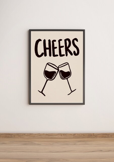 Cheers Unframed Print - Dining Room Art Wine Glasses Typography Kitchen Wall Living Poster - image 1