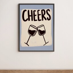 Cheers Unframed Print - Dining Room Art Wine Glasses Typography Kitchen Wall Living Poster - thumbnail 3
