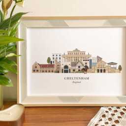 Cheltenham Skyline Print, Hand Drawn Illustrated Poster, Colourful Wall Art, Housewarming Gift, Detailed Cityscape Art - thumbnail 2