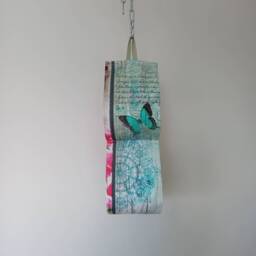 Fabric Decorative Toilet Paper Holder Storage At The Wall/2 Rolls/ Canvas Prints Fabric With Butterfly - thumbnail 2