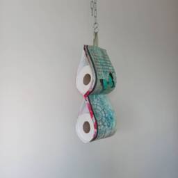 Fabric Decorative Toilet Paper Holder Storage At The Wall/2 Rolls/ Canvas Prints Fabric With Butterfly - thumbnail 1