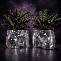 Disco Ball Body Planter - Cheeky Silver Mirror Home Decor - thumbnail 2