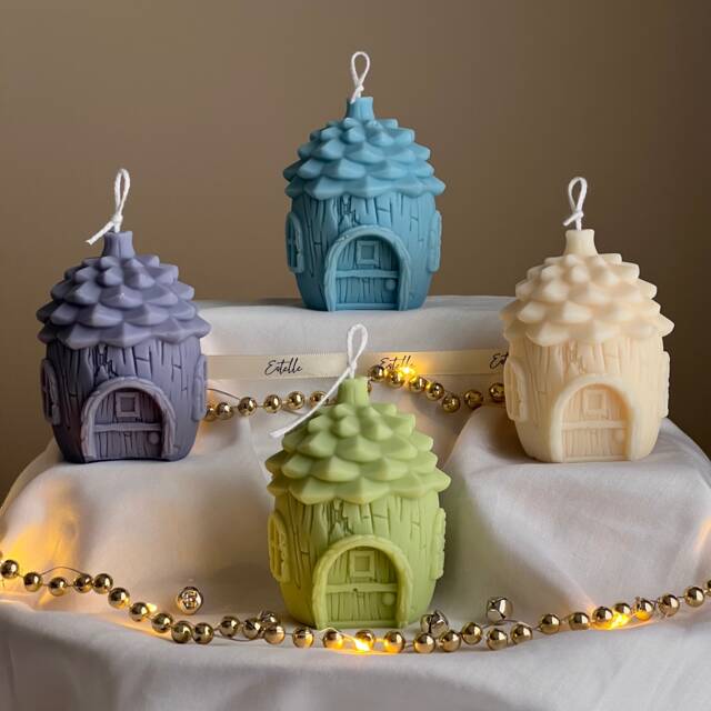 Pine Cone House Candle Handmade Soy Christmas Decor - image 1