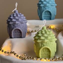 Pine Cone House Candle Handmade Soy Christmas Decor - thumbnail 3