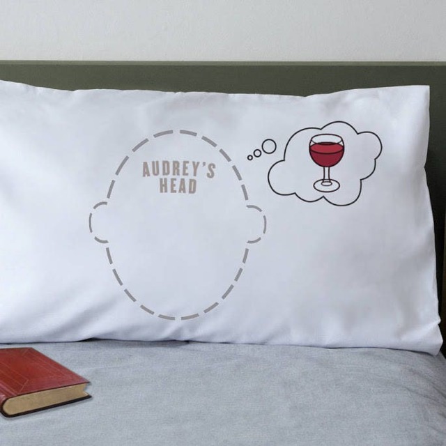Wine O'clock Pillowcase Gift For Lovers With Option Personalisation From Twisted Twee's Alcohol Themed Joke Headcases - image 1