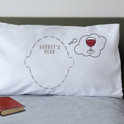 Wine O'clock Pillowcase Gift For Lovers With Option Personalisation From Twisted Twee's Alcohol Themed Joke Headcases - thumbnail 1