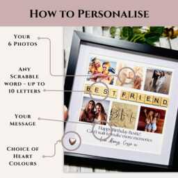 Personalised Photo Frame For Couples - Anniversary Gift Boyfriend Girlfriend Me & You Scrabble Romantic Collage - thumbnail 2