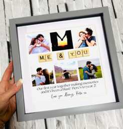 Personalised Photo Frame For Couples - Anniversary Gift Boyfriend Girlfriend Me & You Scrabble Romantic Collage