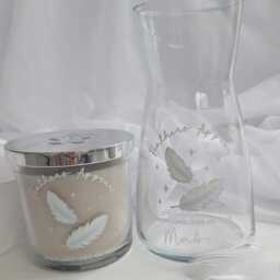 Personalised Christmas Feather Memory Candle & Vase Set - Feathers Appear When Loved Ones Are Near in Loving Gift Remembrance - thumbnail 2