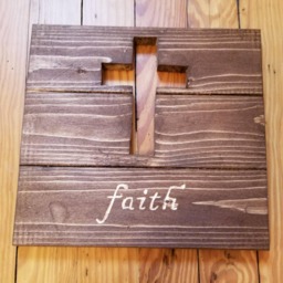 Reclaimed Wood Cross Cutout Faith Hand Carved Wall Decor - thumbnail 1