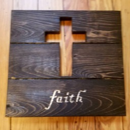 Reclaimed Wood Cross Cutout Faith Hand Carved Wall Decor - thumbnail 2